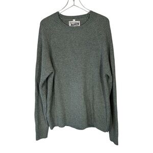 SCHOTT BROS. Men's XL Green Grey Wool Crewneck Fisherman Sweater Raglan Sleeve